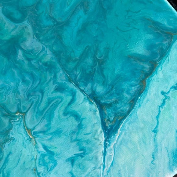 Turquoise Heaven - Coastal Fluid Art painting 16x20 - Picture 6 of 9